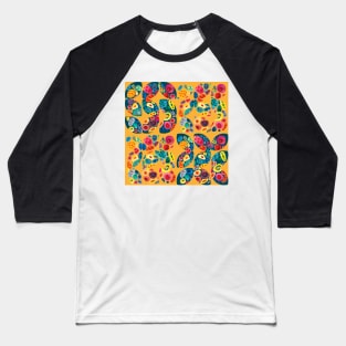 70s vibes retro pattern in semicircles, watercolor Baseball T-Shirt